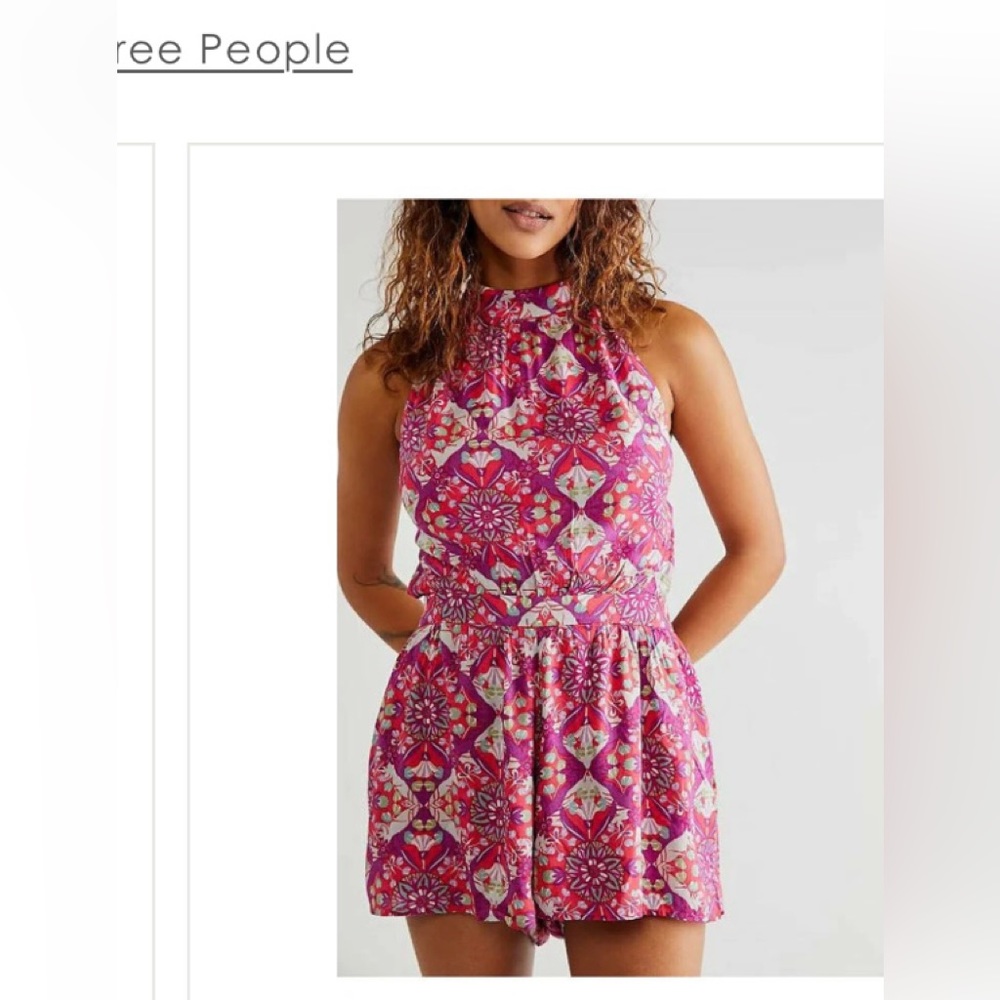 Free People Pink Patterned Romper